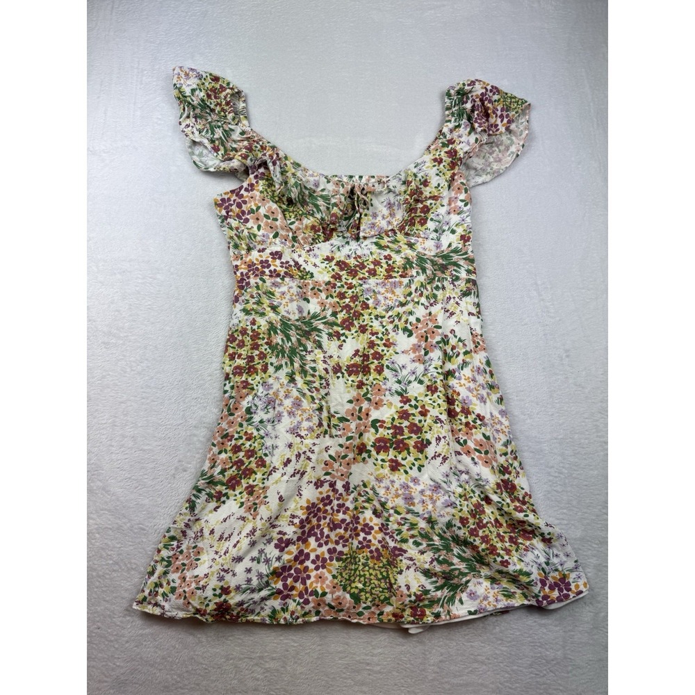 Mini Dress Womens Sz XL Floral Off Shoulder Fully Lined Coquette Garden Party